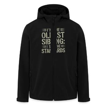 Drôle Aîné Frère Ou Sœur Enfant Tee I Établi les normes - Veste softshell homme en polyester recyclé Stanley/Stella - noir - Devant - AI Model Male 185 light (185cm)