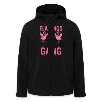 Flamingo Gang - Men’s Recycled Softshell Jacket by Stanley/Stella - black - Front - AI Model Male 185 light (185cm)