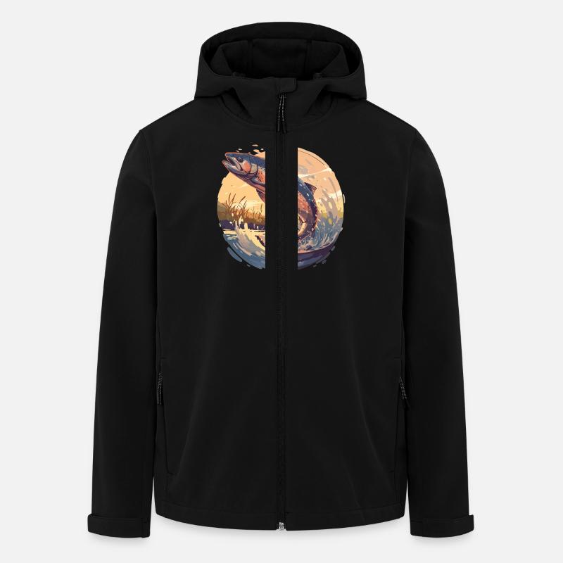 Salmon Salmon - Men’s Recycled Softshell Jacket by Stanley/Stella - black