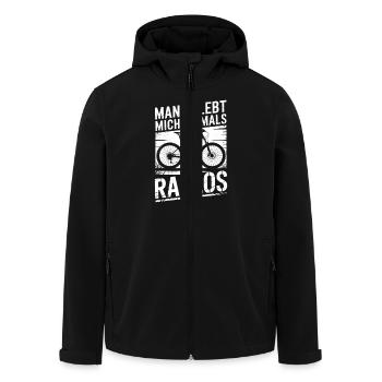 Man Erlebt mich Niemals Radlos - Recycelte Männer Softshell-Jacke von Stanley/Stella - Schwarz - Vorne - AI Model Male 185 light (185cm)