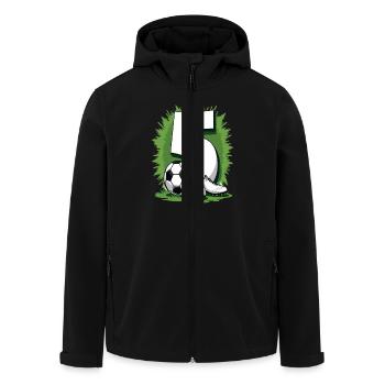 Fußball Geburtstag 5 Jahre Jungen Geschenk - Recycelte Männer Softshell-Jacke von Stanley/Stella - Schwarz - Vorne - AI Model Male 185 light (185cm)