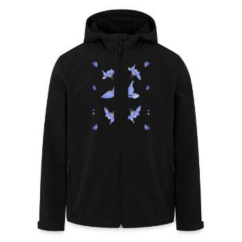 Borretsch Muster blaue Blumen lila Blüten - Recycelte Männer Softshell-Jacke von Stanley/Stella - Schwarz - Vorne - AI Model Male 185 light (185cm)
