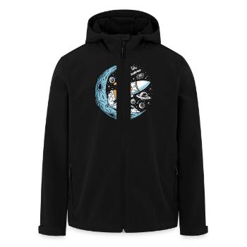 Astronaut Riding a Rocket in Space - Recycelte Männer Softshell-Jacke von Stanley/Stella - Schwarz - Vorne - AI Model Male 185 light (185cm)
