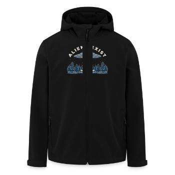 Alien UFO Abduction Cabin - Men’s Recycled Softshell Jacket by Stanley/Stella - black - Front - AI Model Male 185 light (185cm)