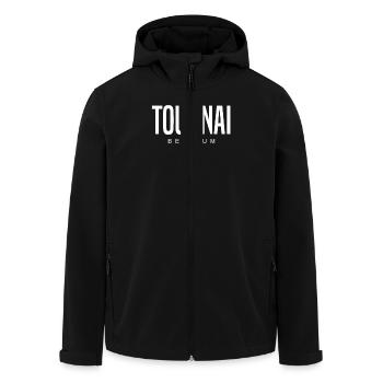 Tournai, Belgium - Men’s Recycled Softshell Jacket by Stanley/Stella - black - Front - AI Model Male 185 light (185cm)