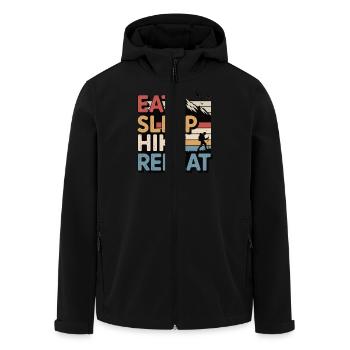 eat sleep hike repeat - Recycelte Männer Softshell-Jacke von Stanley/Stella - Schwarz - Vorne - AI Model Male 185 light (185cm)