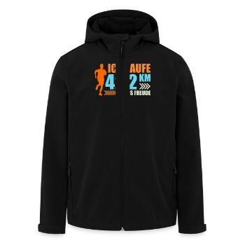 Läufer ICH LAUFE 42.2 KM AUS FREUDE Lustiges - Recycelte Männer Softshell-Jacke von Stanley/Stella - Schwarz - Vorne - AI Model Male 185 light (185cm)