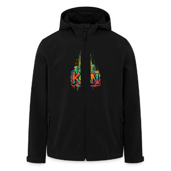 Dom Graffiti Style - Men’s Recycled Softshell Jacket by Stanley/Stella - black - Front - AI Model Male 185 light (185cm)