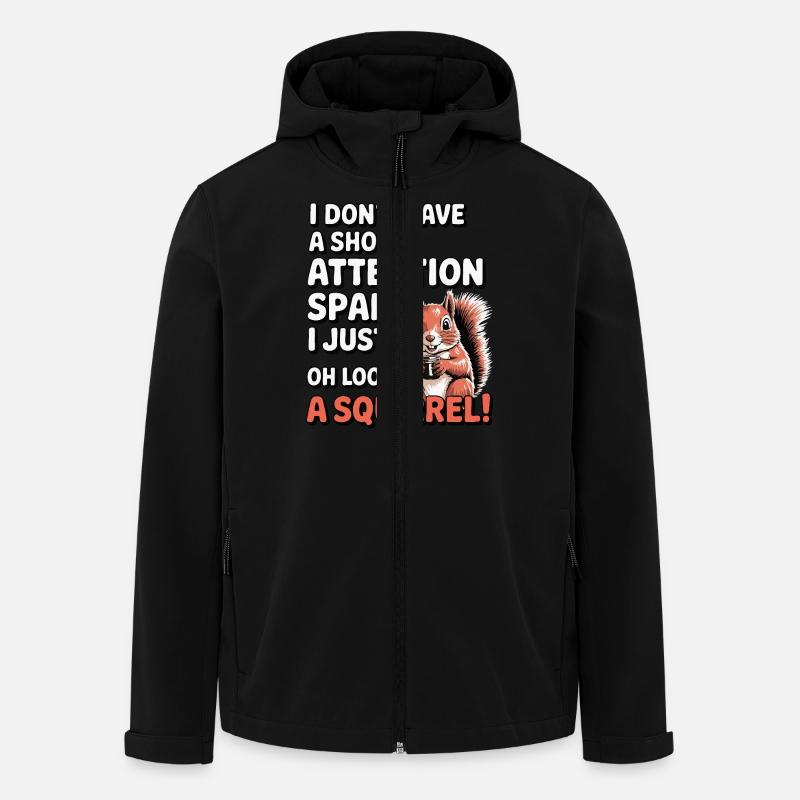 TDAH ? Oh regardez, un écureuil ! - Veste softshell homme en polyester recyclé Stanley/Stella - noir
