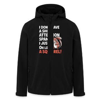 ADHD? Oh look, a squirrel! - Men’s Recycled Softshell Jacket by Stanley/Stella - black - Front - AI Model Male 185 light (185cm)