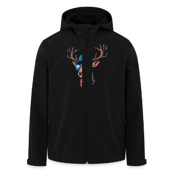 Cooler Hirsch Hirschkopf Jäger Jagen Wild Wald - Recycelte Männer Softshell-Jacke von Stanley/Stella - Schwarz - Vorne - AI Model Male 185 light (185cm)