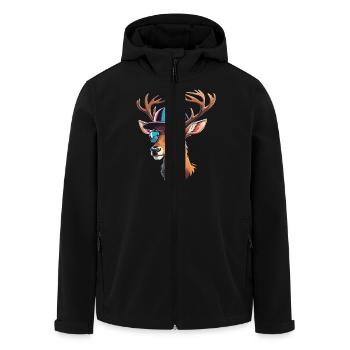 Cool cerf cerf tête chasseur chasse forêt sauvage - Veste softshell homme en polyester recyclé Stanley/Stella - noir - Devant - AI Model Male 185 light (185cm)