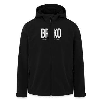 Brcko, Bosnia and Herzegovina - Men’s Recycled Softshell Jacket by Stanley/Stella - black - Front - AI Model Male 185 light (185cm)