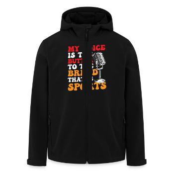 Funny Sports Ansager - Recycelte Männer Softshell-Jacke von Stanley/Stella - Schwarz - Vorne - AI Model Male 185 light (185cm)