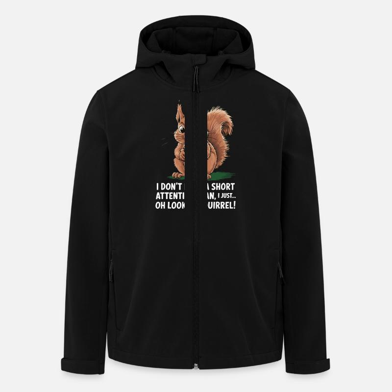 TDAH ? Oh regardez, un écureuil ! - Veste softshell homme en polyester recyclé Stanley/Stella - noir