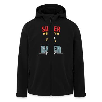 Singer and Gamer Saying Gamer Humor - Men’s Recycled Softshell Jacket by Stanley/Stella - black - Front - AI Model Male 185 light (185cm)