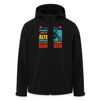 Radfahrer WERD NICHT ÄLTER SCHALTE EINEN GANG HOCH - Recycelte Männer Softshell-Jacke von Stanley/Stella - Schwarz - Vorne - AI Model Male 185 light (185cm)