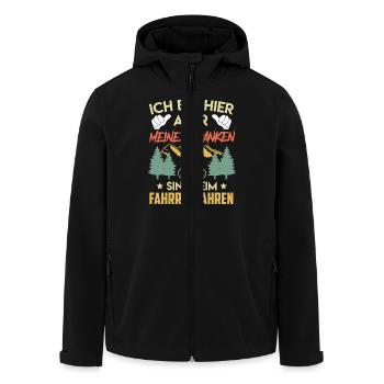 Radfahren BIN HIER ABER MEINE GEDANKEN Lustiges - Recycelte Männer Softshell-Jacke von Stanley/Stella - Schwarz - Vorne - AI Model Male 185 light (185cm)