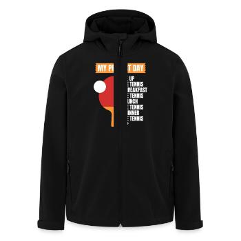 Table Tennis Saying Table Tennis Humor - Men’s Recycled Softshell Jacket by Stanley/Stella - black - Front - AI Model Male 185 light (185cm)