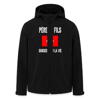 père et fils papa suisse fêtes des pères - Veste softshell homme en polyester recyclé Stanley/Stella - noir - Devant - AI Model Male 185 light (185cm)