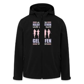 Läufer AUCH HALBMARATHON MUSS GELAUFEN WERDEN - Recycelte Männer Softshell-Jacke von Stanley/Stella - Schwarz - Vorne - AI Model Male 185 light (185cm)