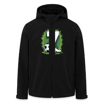 Fußball Geburtstag 7 Jahre Jungen Geschenk - Recycelte Männer Softshell-Jacke von Stanley/Stella - Schwarz - Vorne - AI Model Male 185 light (185cm)