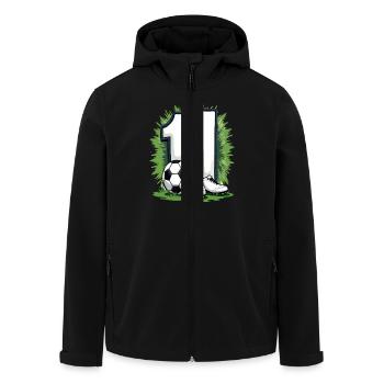 Fußball Geburtstag 11 Jahre Jungen Geschenk - Recycelte Männer Softshell-Jacke von Stanley/Stella - Schwarz - Vorne - AI Model Male 185 light (185cm)