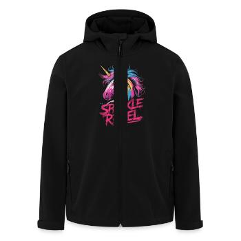 Sparkle Rebel Unicorn Colorful Artwork - Men’s Recycled Softshell Jacket by Stanley/Stella - black - Front - AI Model Male 185 light (185cm)
