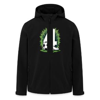 Fußball Geburtstag 4 Jahre Jungen Geschenk - Recycelte Männer Softshell-Jacke von Stanley/Stella - Schwarz - Vorne - AI Model Male 185 light (185cm)