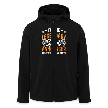 Funny Sports Announcer - Men’s Recycled Softshell Jacket by Stanley/Stella - black - Front - AI Model Male 185 light (185cm)