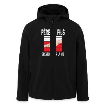 père et fils papa supporter brestois brest - Veste softshell homme en polyester recyclé Stanley/Stella - noir - Devant - AI Model Male 185 light (185cm)