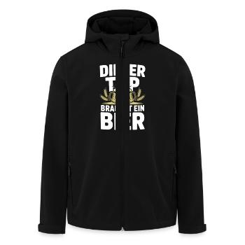 Dieser Typ braucht ein Bier - Recycelte Männer Softshell-Jacke von Stanley/Stella - Schwarz - Vorne - AI Model Male 185 light (185cm)