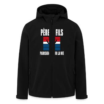 père et fils papa supporter parisien paris - Veste softshell homme en polyester recyclé Stanley/Stella - noir - Devant - AI Model Male 185 light (185cm)