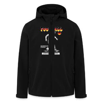 Deutsche Fußballerin Shirt: Kontrolle im Angriff - Recycelte Männer Softshell-Jacke von Stanley/Stella - Schwarz - Vorne - AI Model Male 185 light (185cm)