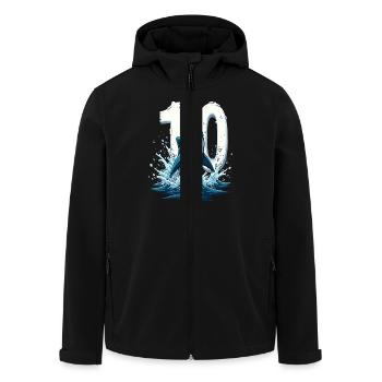 Anniversaire des enfants requin Dix ans d’aventure - Veste softshell homme en polyester recyclé Stanley/Stella - noir - Devant - AI Model Male 185 light (185cm)
