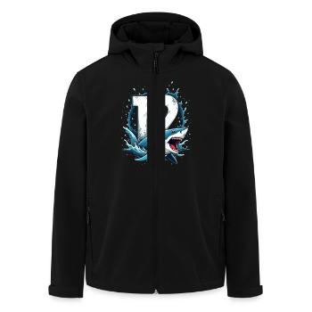 Requin Fête d’Anniversaire Enfants 12 Ans Joie - Veste softshell homme en polyester recyclé Stanley/Stella - noir - Devant - AI Model Male 185 light (185cm)