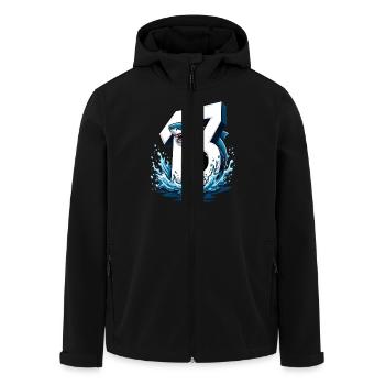 Shark Kids Birthday Number 13 - Men’s Recycled Softshell Jacket by Stanley/Stella - black - Front - AI Model Male 185 light (185cm)