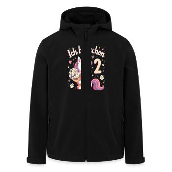 Cute Unicorn 2nd Birthday for Girls - Men’s Recycled Softshell Jacket by Stanley/Stella - black - Front - AI Model Male 185 light (185cm)