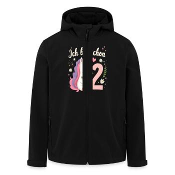 Cute Unicorn 2nd Birthday for Girls - Men’s Recycled Softshell Jacket by Stanley/Stella - black - Front - AI Model Male 185 light (185cm)