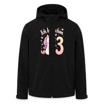 Licorne mignonne 3ème anniversaire pour les filles - Veste softshell homme en polyester recyclé Stanley/Stella - noir - Devant - AI Model Male 185 light (185cm)