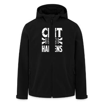 Crit Happens – Humorvolles Design mit D20-Würfel - Recycelte Männer Softshell-Jacke von Stanley/Stella - Schwarz - Vorne - AI Model Male 185 light (185cm)
