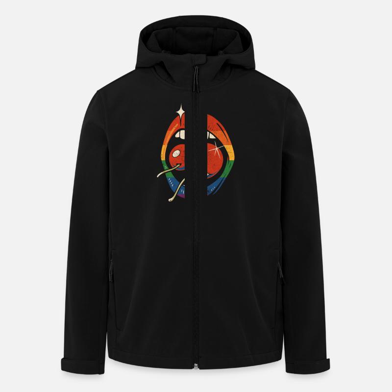 LGBTQ mouth with cherries - Men’s Recycled Softshell Jacket by Stanley/Stella - black