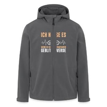 Radler HASSE ES WENN ES BEIM RADFAHREN BLITZT - Recycelte Männer Softshell-Jacke von Stanley/Stella - Anthrazit - Vorne - AI Model Male 185 light (185cm)