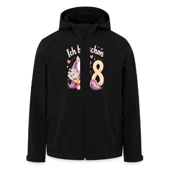 Cute Unicorn 8th Birthday for Girls - Men’s Recycled Softshell Jacket by Stanley/Stella - black - Front - AI Model Male 185 light (185cm)
