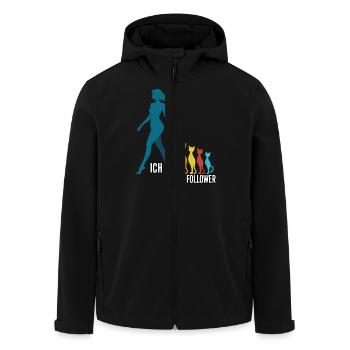 Ich & meine Follower – Katzenhumor Design - Recycelte Männer Softshell-Jacke von Stanley/Stella - Schwarz - Vorne - AI Model Male 185 light (185cm)