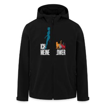 Ich & meine Follower – Katzenhumor Design - Recycelte Männer Softshell-Jacke von Stanley/Stella - Schwarz - Vorne - AI Model Male 185 light (185cm)