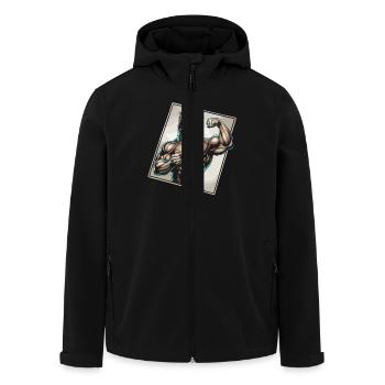 Chat puissant avec du café - Veste softshell homme en polyester recyclé Stanley/Stella - noir - Devant - AI Model Male 185 light (185cm)