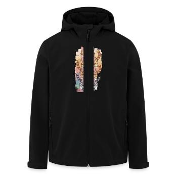Mignon chats pile dessin animé illustration - Veste softshell homme en polyester recyclé Stanley/Stella - noir - Devant - AI Model Male 185 light (185cm)