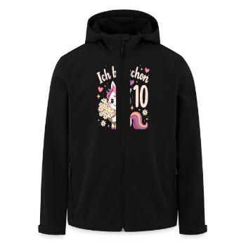 Cute Unicorn 10th Birthday for Girls - Men’s Recycled Softshell Jacket by Stanley/Stella - black - Front - AI Model Male 185 light (185cm)