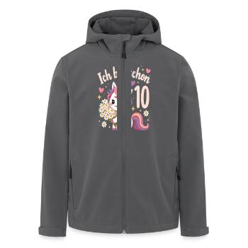 Licorne mignonne 10e anniversaire pour les filles - Veste softshell homme en polyester recyclé Stanley/Stella - charbon - Devant - AI Model Male 185 light (185cm)